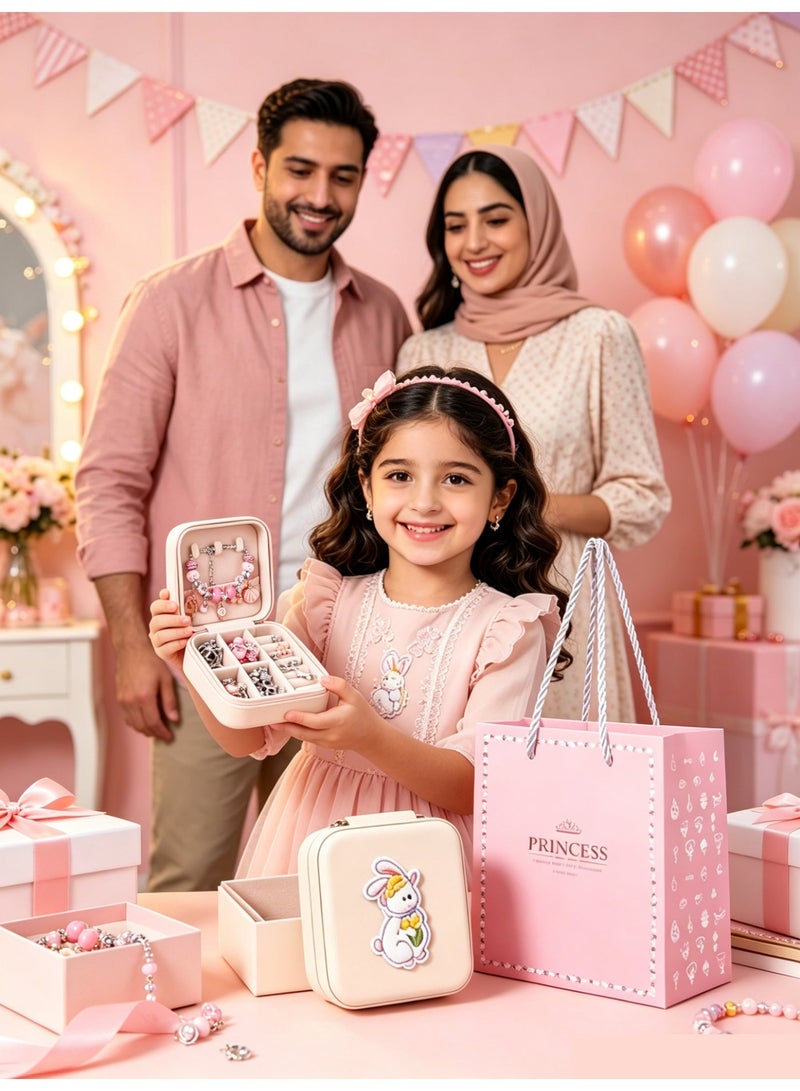 MEEKU 66-Piece DIY Bracelet Gift Set - Includes Jewelry Box & Rabbit Pendant, Party Birthday Gift for 6-12 Year Old Girls, Packaged with Gift Box & Bag - Image 4