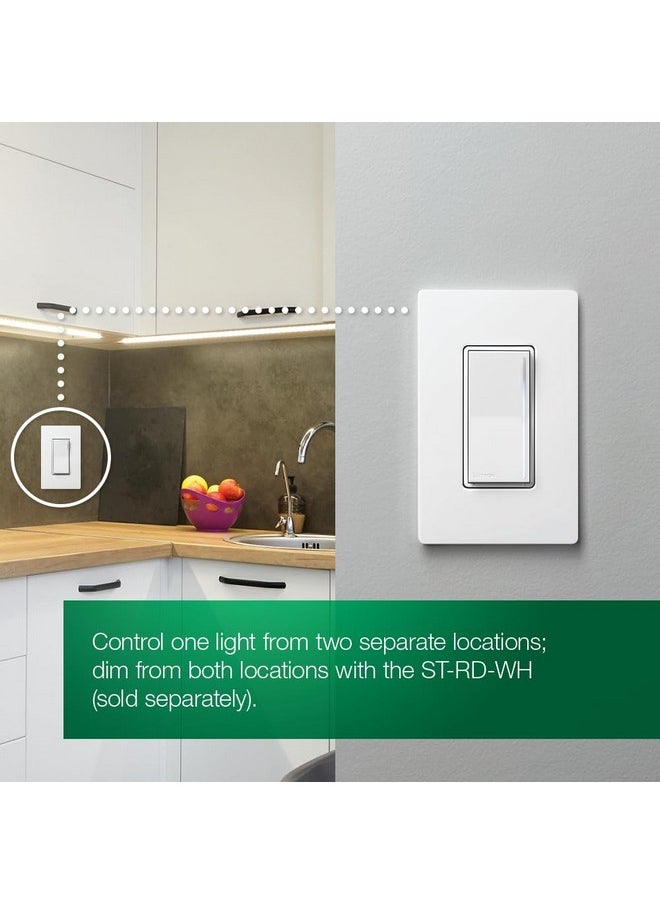 LUTRON Lutron Sunnata Pro LED+ Touch Dimmer Switch, for 500W ELV/MLV, 250W LED, Single Pole/3-Way, Neutral Required, ST-PRO-N-WH, White  - Image 3