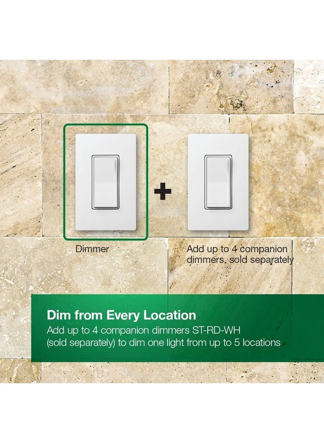 LUTRON Lutron Sunnata Pro LED+ Touch Dimmer Switch, for 500W ELV/MLV, 250W LED, Single Pole/3-Way, Neutral Required, ST-PRO-N-WH, White  - Image 4