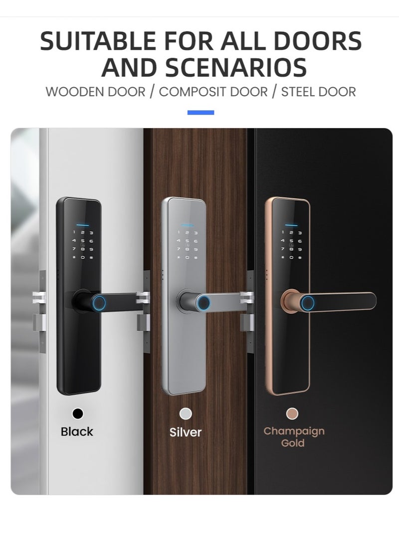 EVEREEN - LS-C91 Smart WiFi Fingerprint Door Lock - 8 Unlock Methods | App, Bluetooth, Key, Password, Card, Combo | Secure Home Entry System (Black, TTLock version) - Image 1