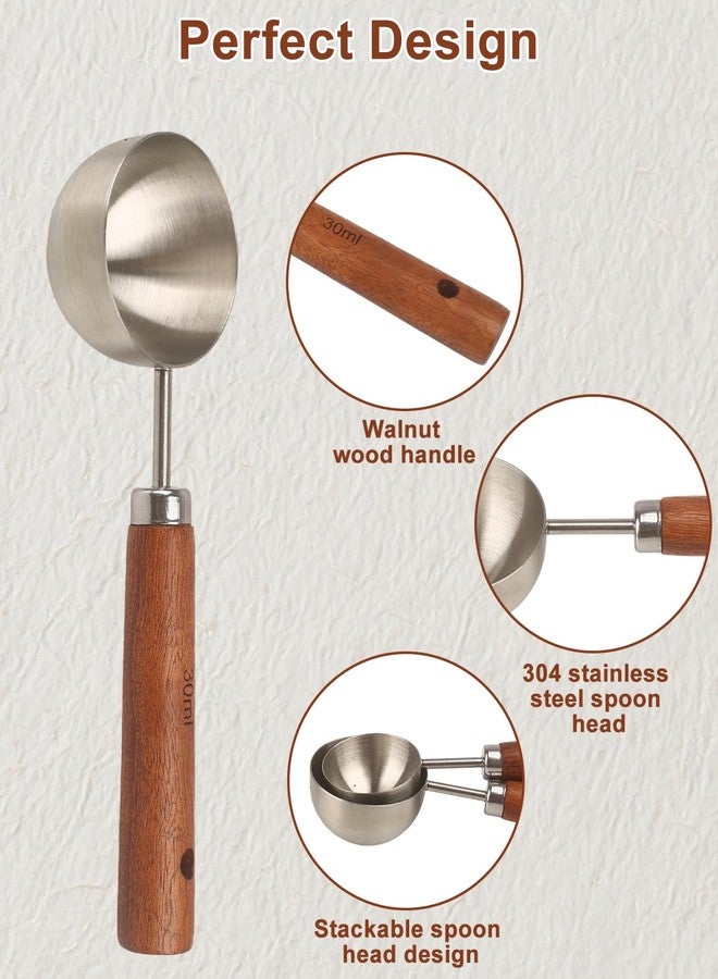 Prokitchen Coffee Scoop Set, 2 PCS 304 Stainless Steel Wood Handle Coffee Measuring Spoons, 15ml & 30ml for Ground Espresso Beans, Long Wooden Handle Scoop Kitchen Utensil for Scooping - Image 4