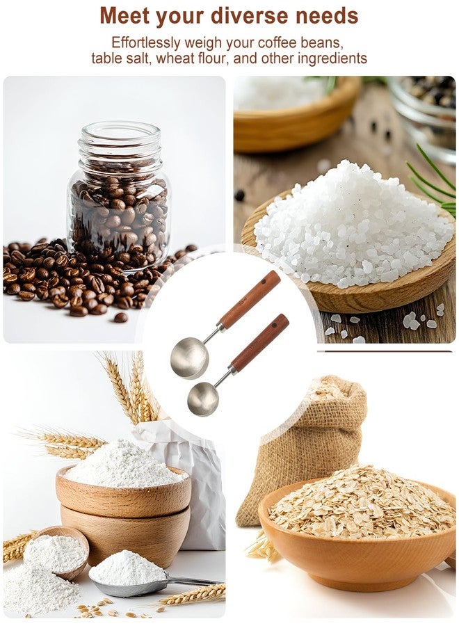 Prokitchen Coffee Scoop Set, 2 PCS 304 Stainless Steel Wood Handle Coffee Measuring Spoons, 15ml & 30ml for Ground Espresso Beans, Long Wooden Handle Scoop Kitchen Utensil for Scooping - Image 5