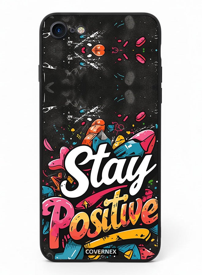 Covernex Apple iPhone SE 2020/2022 Protective Case Cover Printed Featuring Stay Positive Street Art - Image 2