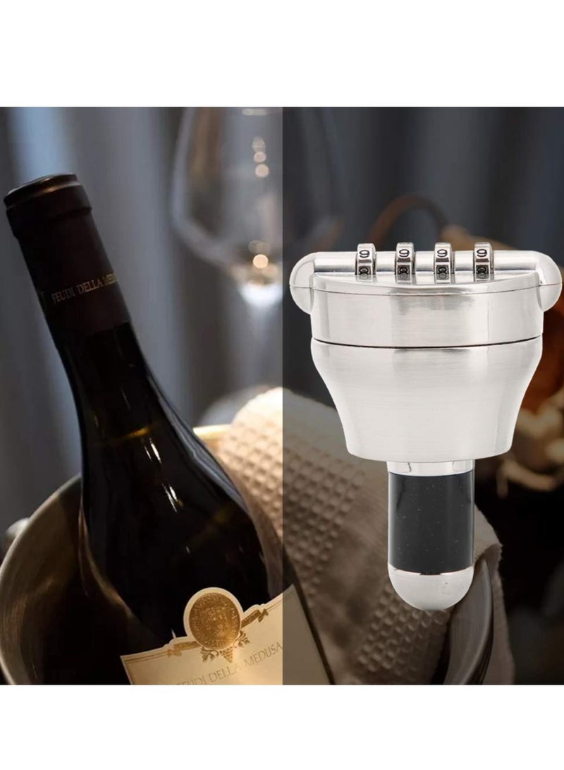 SOLARAE Wine Bottle Combination Lock,Keep Your Wine Fresh and Secure with Our 4-Digit Combination Lock Wine Stopper,Zinc Alloy Wine Bottle Stopper Wine Bottle Sealed - Image 3