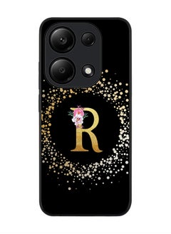 Stylizedd جراب متين لهاتف Xiaomi Redmi Note 13 Pro 4G / Xiaomi Poco M6 Pro 4G - حرف أولي أحادي مخصص بنمط زهور أبجدي - R (أسود)  - Image 1