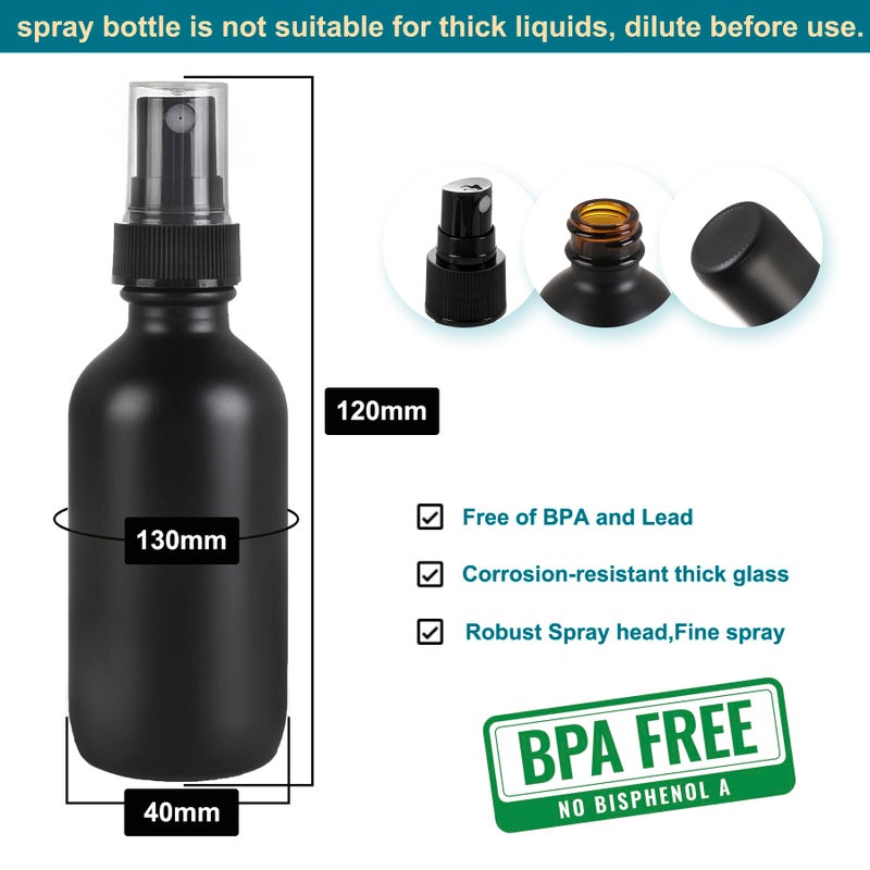 NOOEEISS Frosted Black Glass Small Spray Bottle 2 oz 24 Packs,Fine Mist Sprayer Small Clear Bottles,Refillable Containers mini spray bottles for Cleaning Solutions and Skin Care (Frosted Black 24pcs) - Image 2