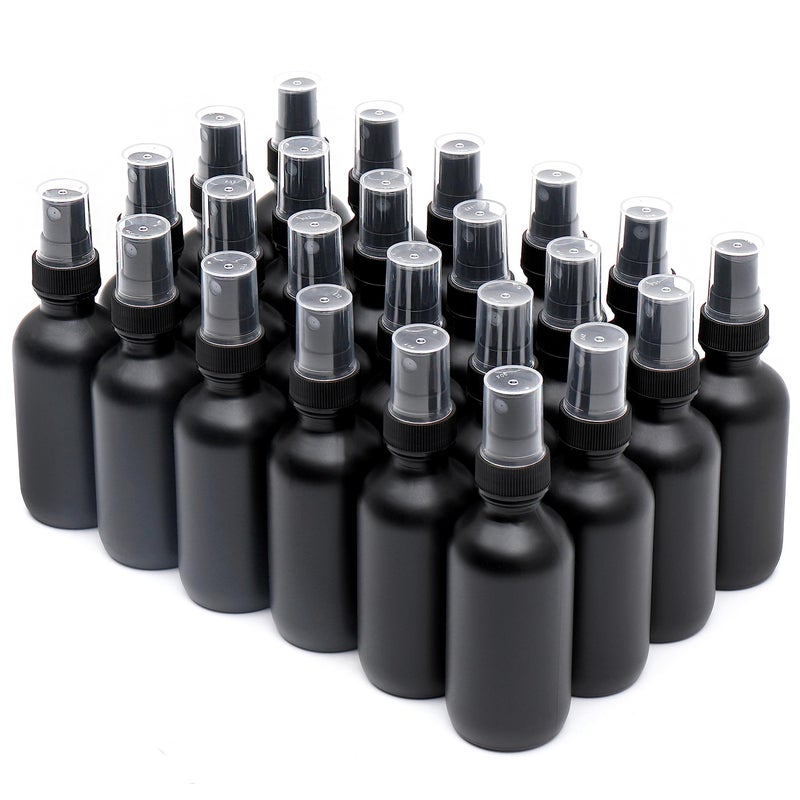 NOOEEISS Frosted Black Glass Small Spray Bottle 2 oz 24 Packs,Fine Mist Sprayer Small Clear Bottles,Refillable Containers mini spray bottles for Cleaning Solutions and Skin Care (Frosted Black 24pcs) - Image 1