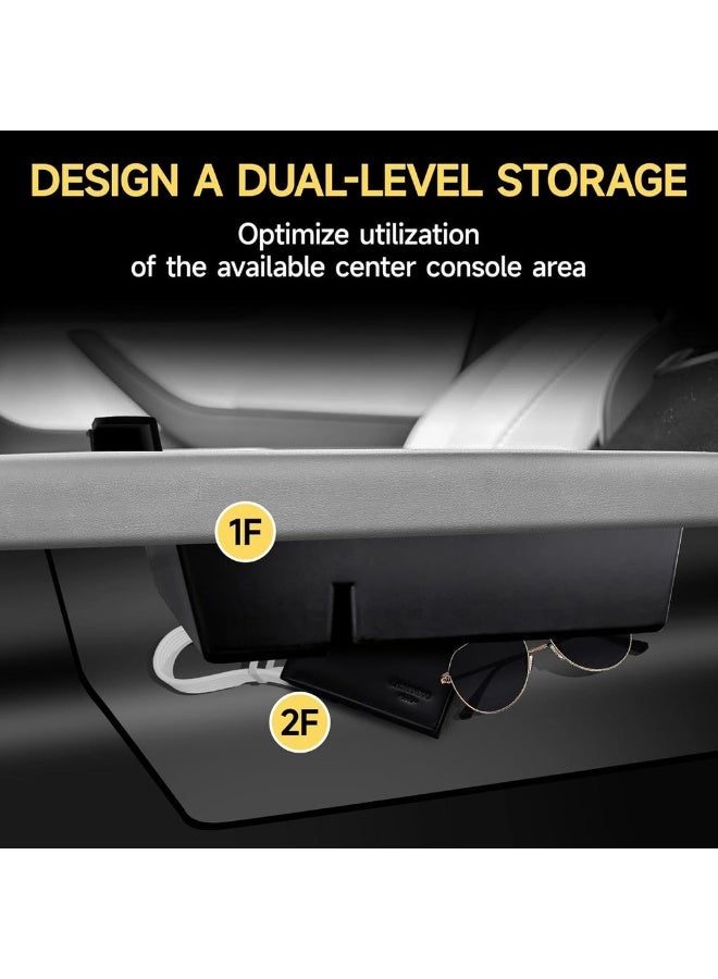 5Pcs Center Console Organizer Tray For 2025 Tesla Model Y Juniper & 2024 2025 Model 3 Highland Armrest Hidden Drawer Storage Box Cup Holder Model Y Juniper & Model 3 Highl - Image 4