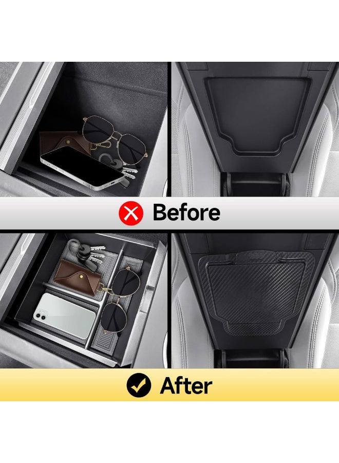 5Pcs Center Console Organizer Tray For 2025 Tesla Model Y Juniper & 2024 2025 Model 3 Highland Armrest Hidden Drawer Storage Box Cup Holder Model Y Juniper & Model 3 Highl - Image 5