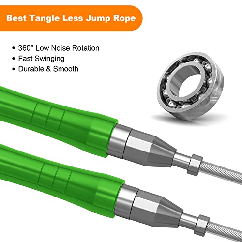 LIFEEZY Jump Rope, High Speed Weighted Jump Rope - Premium Quality Tangle-Free - Self-Locking Screw-Free Design - Jump Ropes for Fitness - Skipping Rope for Workout Fitness, Crossfit & Home Exercises (Green) - Image 4