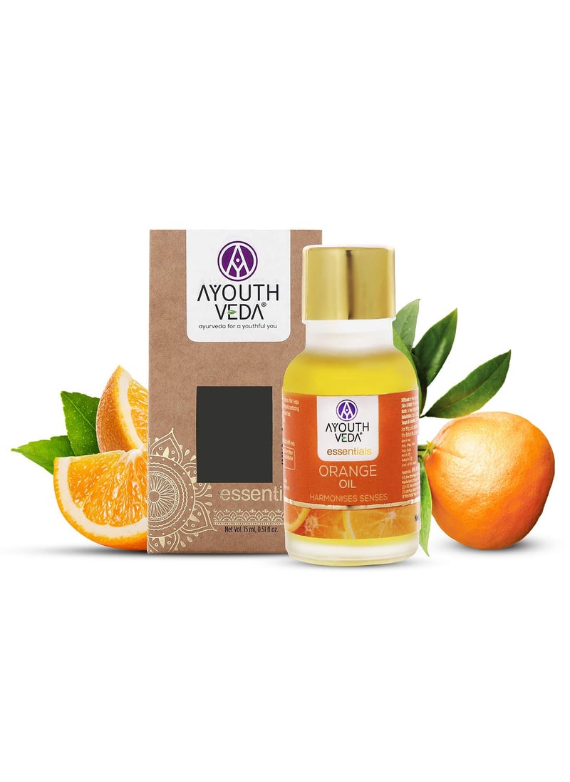 AYOUTHVEDA Ayouthveda Orange Essential Oil for Skin & Hair | Aromatherapy Kit for Stress Relief & Relaxation | 100% Pure & Natural Therapeutic Grade |Can Be Used as Air purifier (Pack Of 1; 15ml)  - Image 1