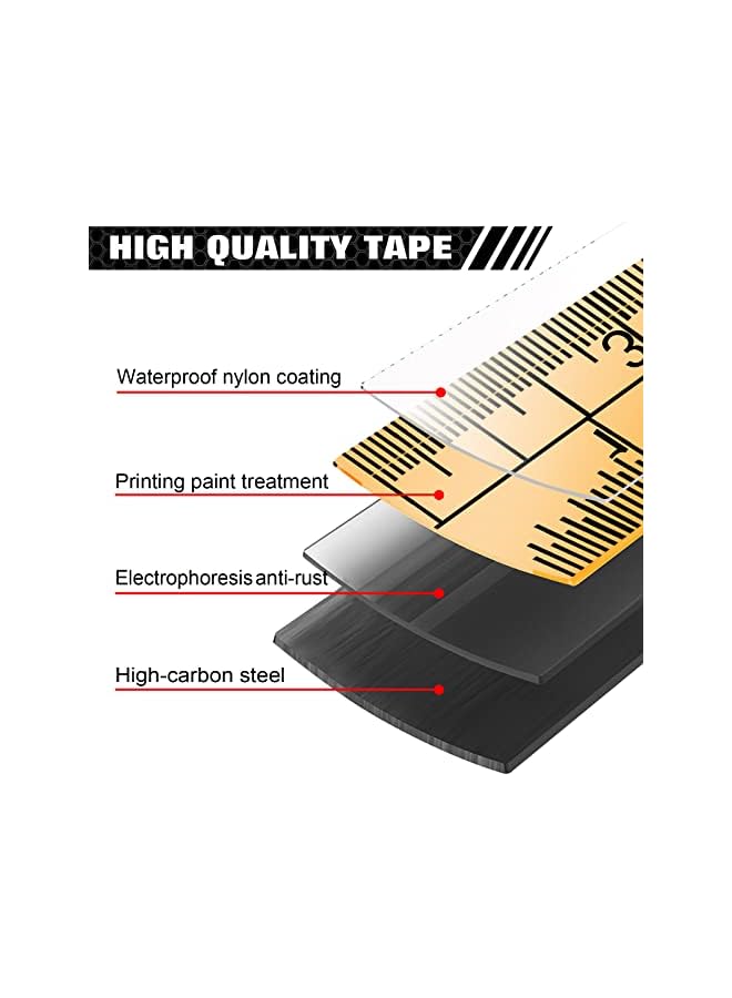 WISEUP متر قياس مغناطيسي صناعي WISEUP مع كسور 1/8 ومتري، سهل القراءة، شريط قياس مع مشبك حزام للمساحين، المهندسين، الاستخدام المنزلي، النجارة، البناء (1، 16 قدم) (16 قدم) - Image 3