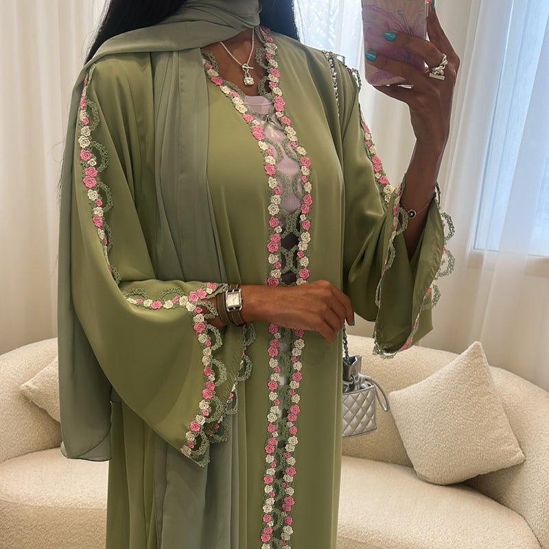 Loriya Women's Floral Embroidered Cardigan Long Sleeve Open Front Outerwear - Image 3