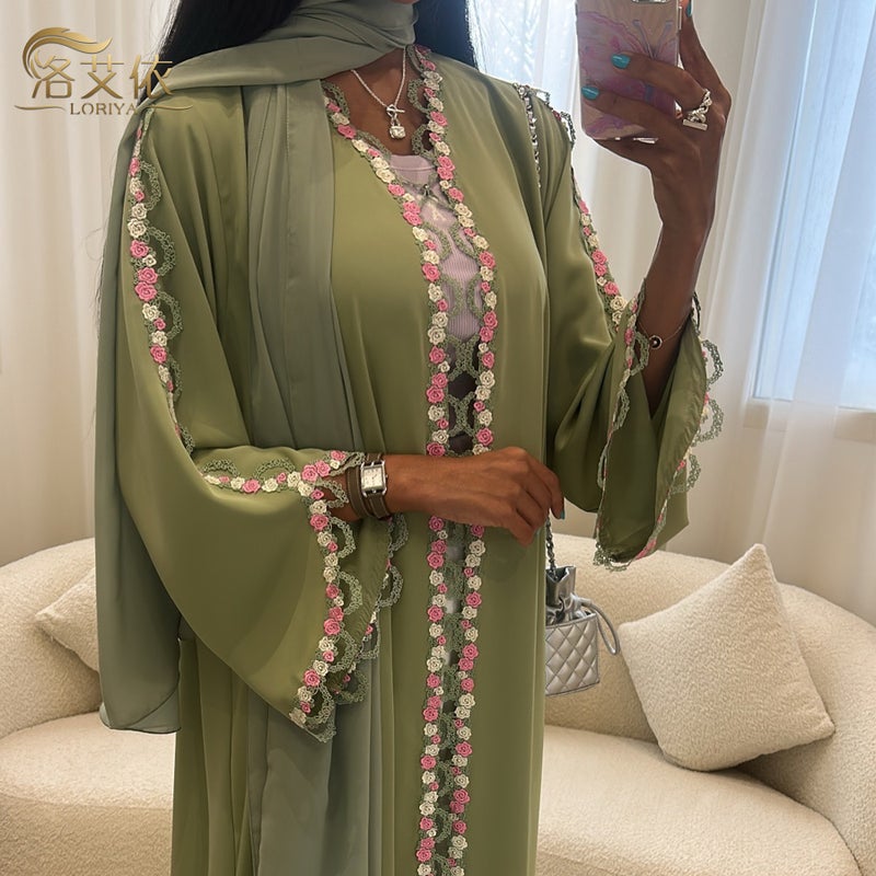 Loriya Women's Floral Embroidered Cardigan Long Sleeve Open Front Outerwear - Image 1