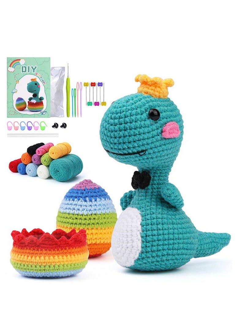 Barakah Dinosaur Crochet Kit for Beginners, Includes Yarn, Step-by-Step Instructions Video, and Crochet Tools,. Perfect Crochet Kit for Adults - Image 1
