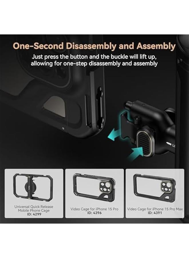 SMALLRIG Wireless Control Side Handle for  Quick Release Smartphone Cages, Aluminum Phone Cage Handle Grip with Quick Release Adapter, Remote Control Module and Built-in Cold Shoe - 4402 - Image 3