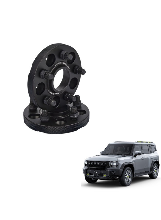 موتور فيت فواصل عجلات MOTOR FIT بقياس 25 مم ل Jetour T2 2024+ (مجموعة من اثنين) | مجموعة فاصل ألمنيوم 5x108 محور محور 6061-T6 | أعمدة M14x1.5 | الأسود المؤكد الصلب | ترقية الوضعية الأعرض والثبات - Image 1