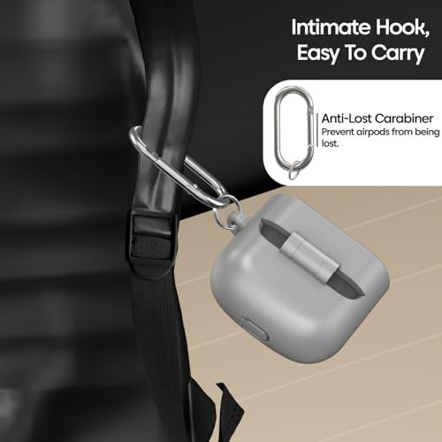 Sounce Silicone Case Cover for Boat Airdopes 91 Prime, Soft Protective Shockproof Shell with Anti-Loss Keychain Clip, Dustproof and Scratch-Resistant Design, Secure Fit with Protection – Grey - Image 4