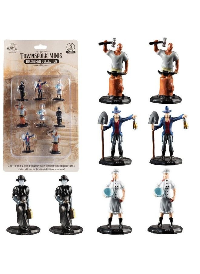 Monster Protectors - Townsfolk Mini Fantasy Figures Tradesmen 8Pc Handpainted Non Player Character Npc Miniatures 1" Hexsized Compatible With Dnd Dungeons And Dragons Pathfinder And All Rpg Tabletop Games - Image 1