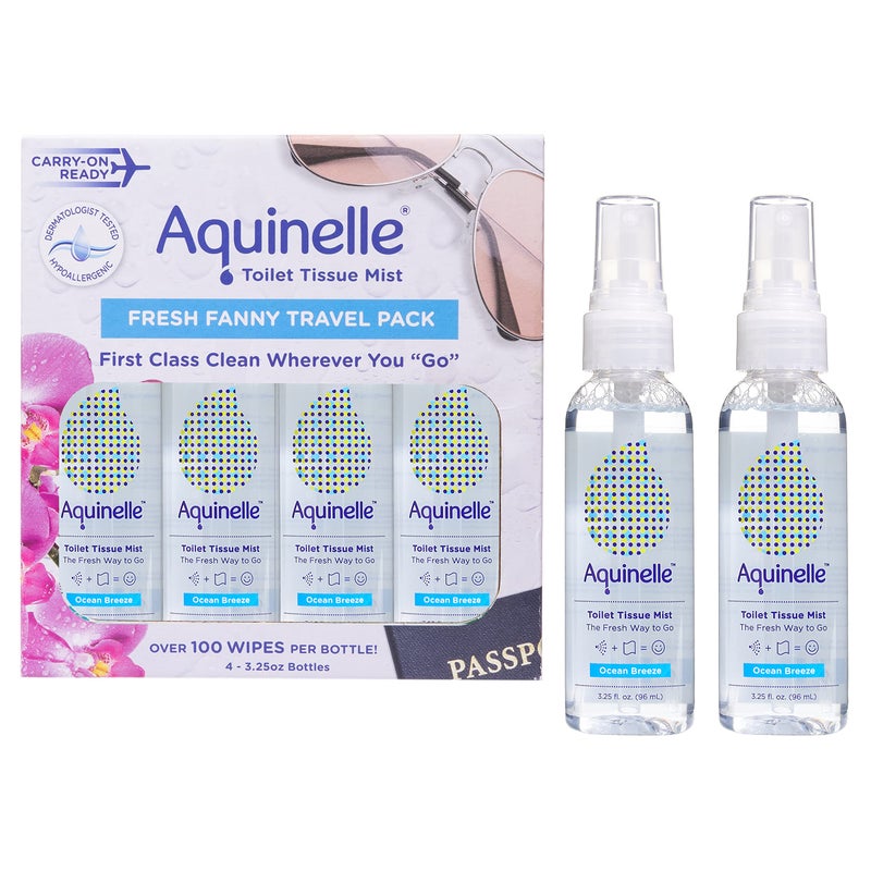 Aquinelle Toilet Tissue Mist Value Pack of 4 Convenient 325oz Bottles NonClogging Alternative to Flushable Wipes Simply Spray On ANY Folded Toilet Paper