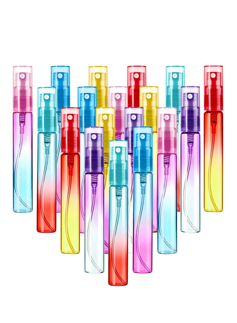 Perfume Spray Bottles Mini 8 ml Colorful Glass Bottles Portable Travel Mister Refillable Empty Container for Cleaning Travel Essential Oils Perfume 6 Gradient Colors 18 Pieces - Image 1
