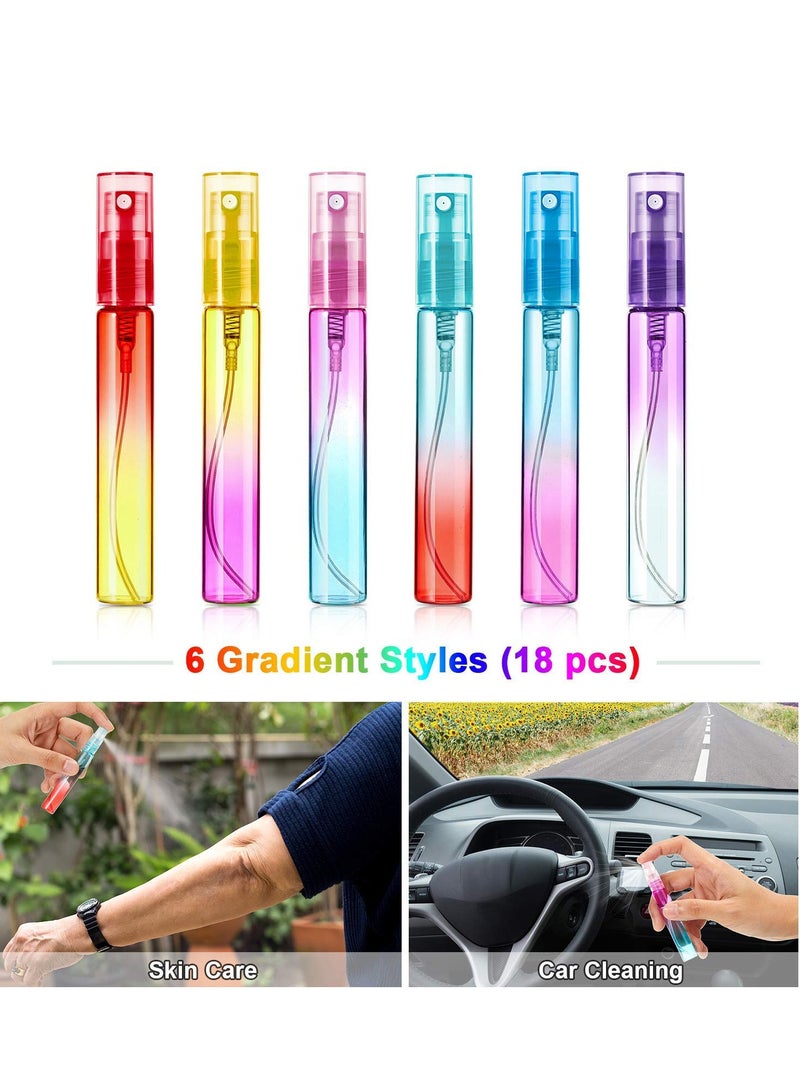 Perfume Spray Bottles Mini 8 ml Colorful Glass Bottles Portable Travel Mister Refillable Empty Container for Cleaning Travel Essential Oils Perfume 6 Gradient Colors 18 Pieces - Image 4
