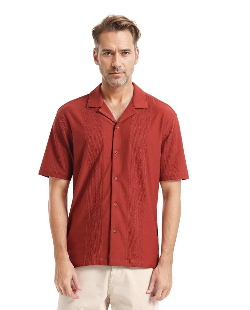 Rare Rabbit Men's Cuban Collar Boxy Fit Shirt