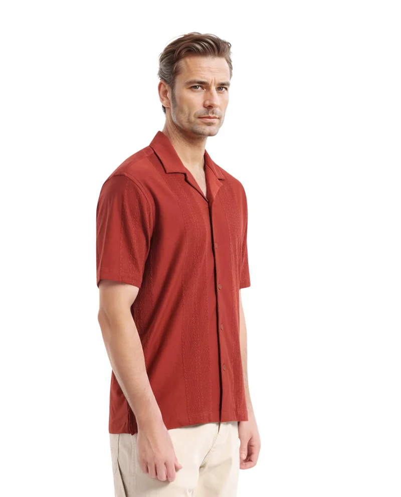 Rare Rabbit Men's Cuban Collar Boxy Fit Shirt