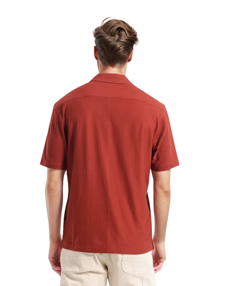 Rare Rabbit Men's Cuban Collar Boxy Fit Shirt