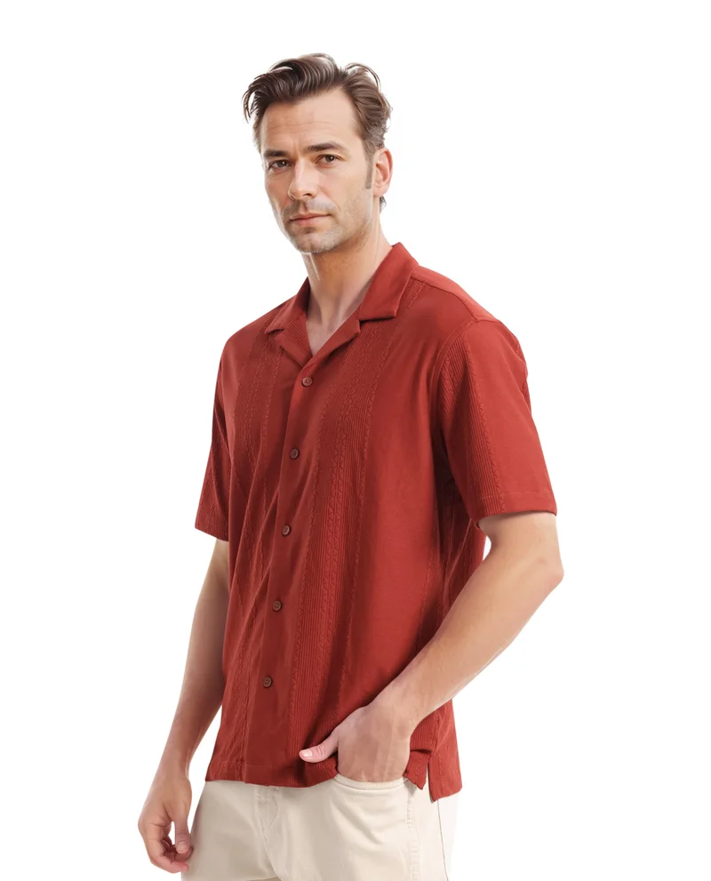 Rare Rabbit Men's Cuban Collar Boxy Fit Shirt