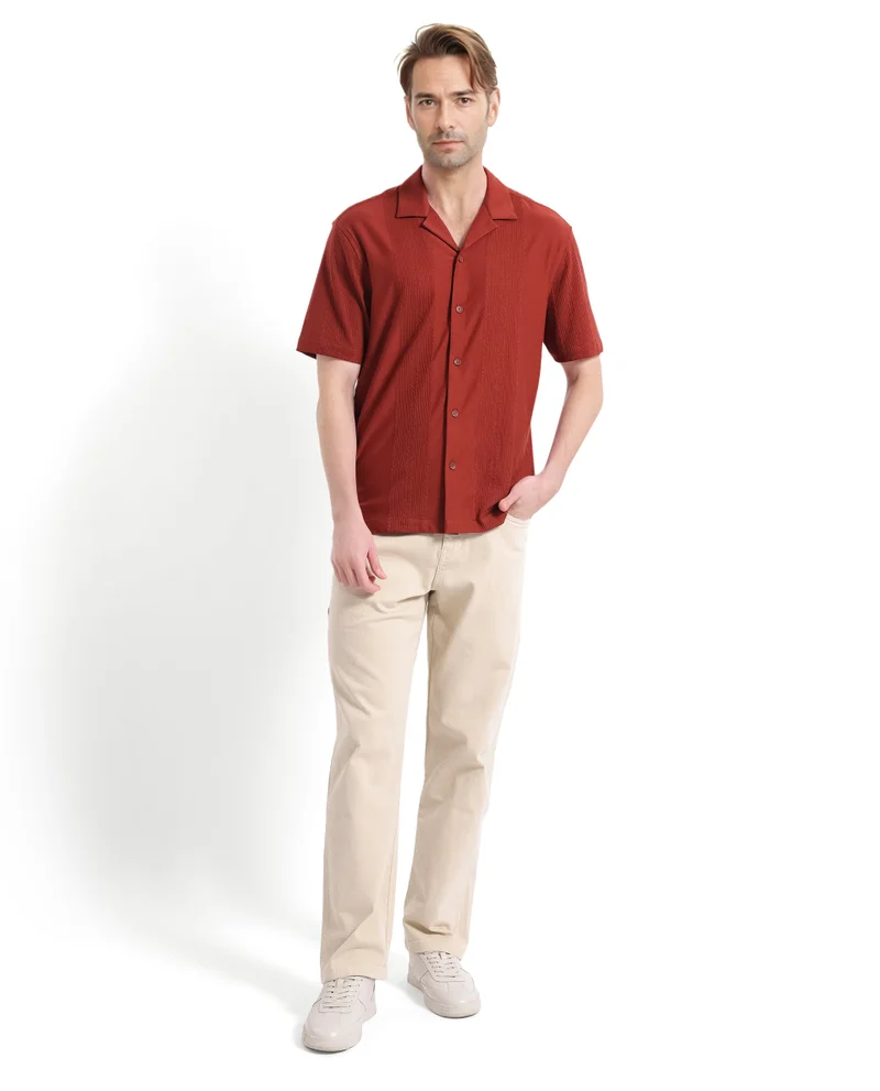 Rare Rabbit Men's Cuban Collar Boxy Fit Shirt