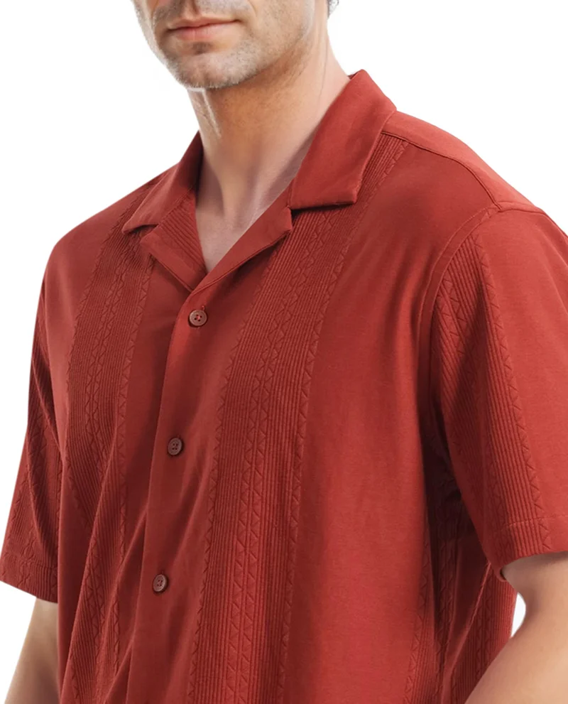 Rare Rabbit Men's Cuban Collar Boxy Fit Shirt