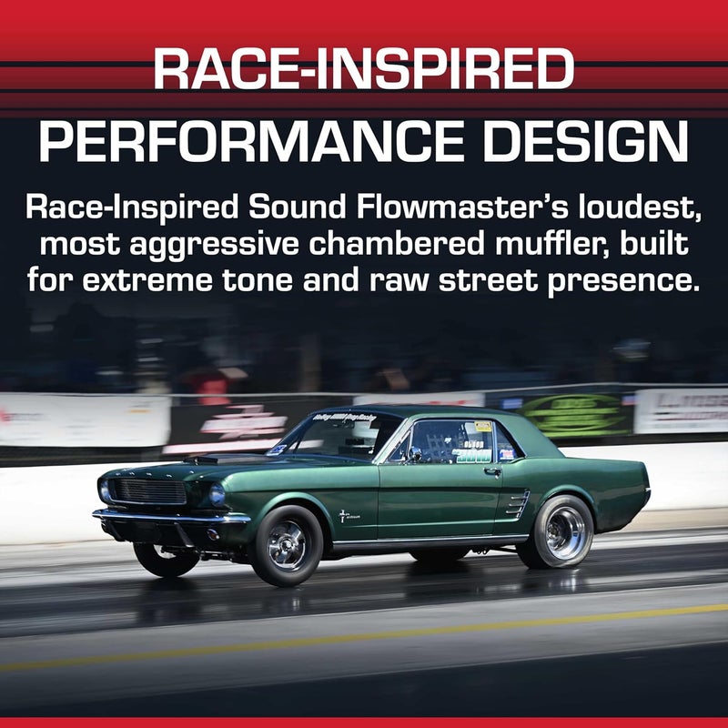 FLOWMASTER كواتر 10 سلسلة كاتم صوت مقسم – 2.50” مدخل مزدوج / 2.50” مخرج مزدوج – صوت مستوحى من السباق – فولاذ مقاوم للصدأ 409 – مثالي للسيارات العضلية، تبديلات LS، سيارات السحب وبناء الطرق الوعرة (8425154) - Image 4
