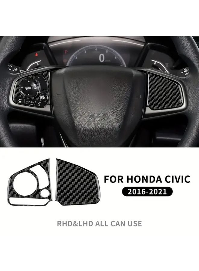 Carbon Fiber Steering Wheel Panel Trim Sticker Set Style E For Honda Civic 10th 2016 2021 - Image 5