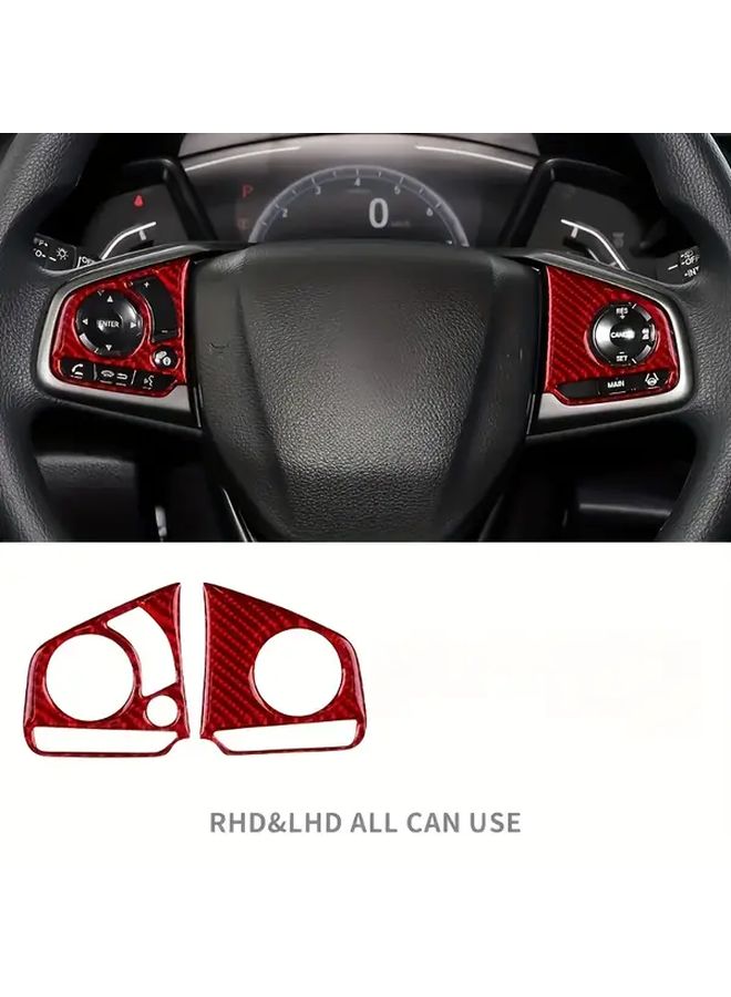 Carbon Fiber Steering Wheel Panel Trim Sticker Set Style E For Honda Civic 10th 2016 2021 - Image 4