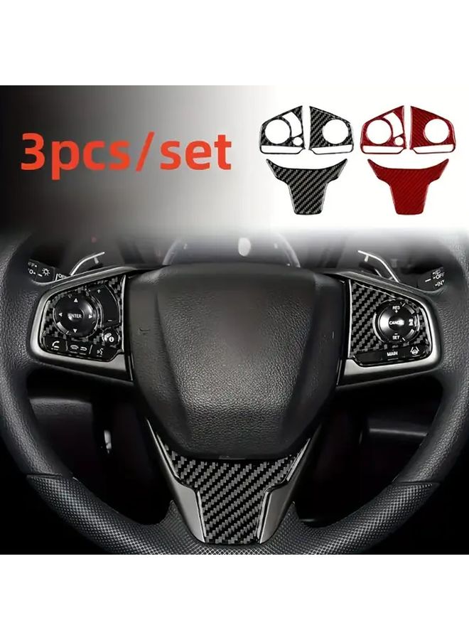Carbon Fiber Steering Wheel Panel Trim Sticker Set Style E For Honda Civic 10th 2016 2021 - Image 1