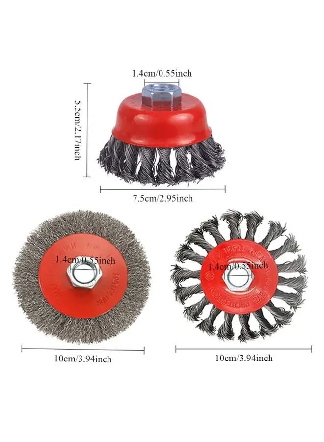 3Pcs 4 1 2 Inch Angle Grinder Wheel Set With Knotted Coarse Rollers For Metal Grinding Polishing Rust Removal - Image 1