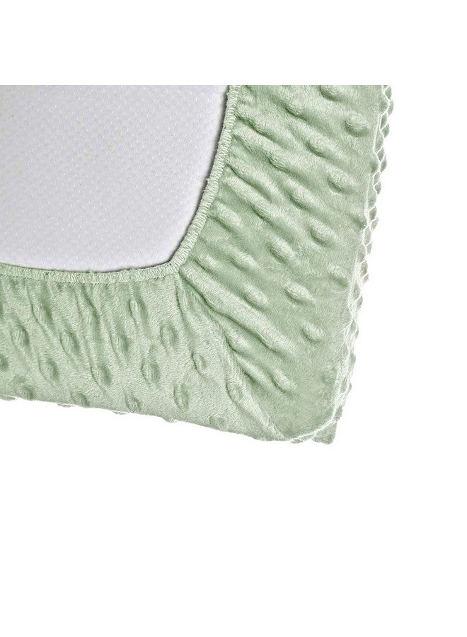 أطفال صغيرة غطاء وسادة تغيير الحفاضات، أغطية طاولة تغيير الحفاضات فائقة النعومة بنقاط مينكي، أغطية طاولة تغيير الحفاضات من المنك قابلة للتنفس، أغطية قابلة للمسح لحفاضات تغيير الحفاضات للأطفال حديثي الولادة والبنات والأولاد (لون ميدو ميست) - Image 3