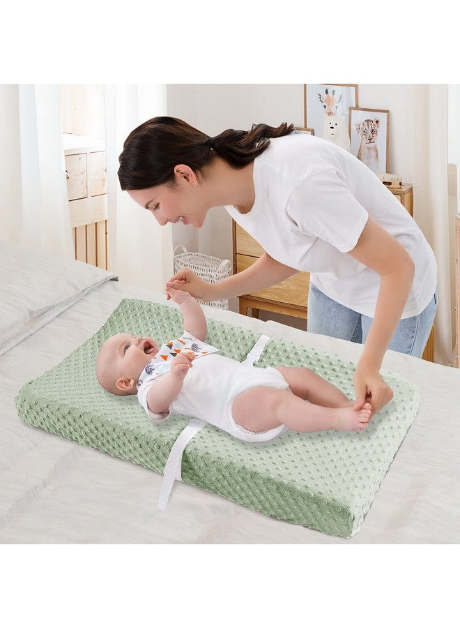 أطفال صغيرة غطاء وسادة تغيير الحفاضات، أغطية طاولة تغيير الحفاضات فائقة النعومة بنقاط مينكي، أغطية طاولة تغيير الحفاضات من المنك قابلة للتنفس، أغطية قابلة للمسح لحفاضات تغيير الحفاضات للأطفال حديثي الولادة والبنات والأولاد (لون ميدو ميست) - Image 4