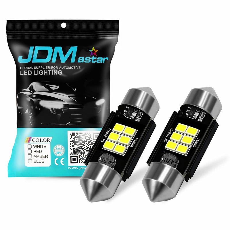 JDM ASTAR Canbus Error Free GX3020 Chipsets 125 inches 31mm DE3175 DE3021 DE3022 3175 Bright White LED Bulbs