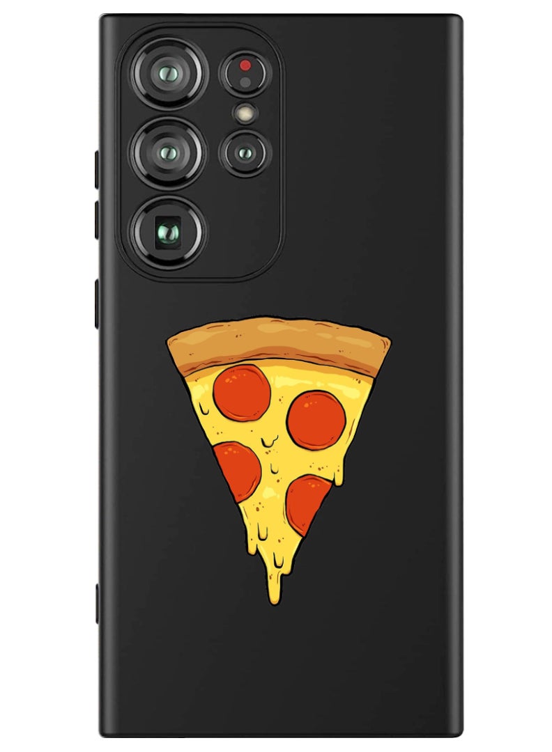 Theodor Protective Slim Fit Case Liquid Silicone Cover with Full Body Protection Anti-Scratch Shockproof Case For Samsung Galaxy S24 Ultra (Black) - Pizza (2) - Image 1