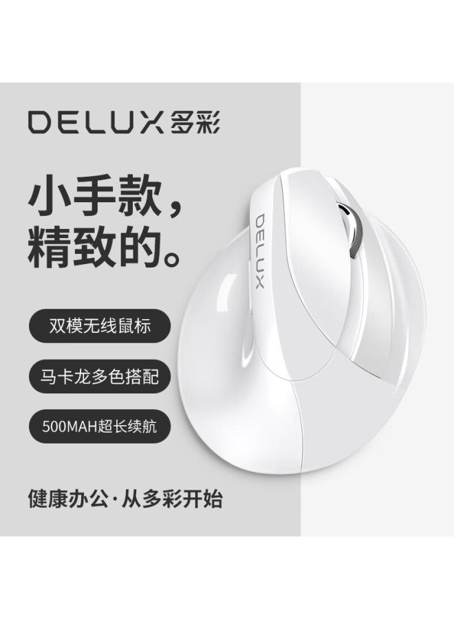 Delux M618mini Wireless Mouse, Bluetooth Mouse, Ergonomic, Vertical, Dual-mode Rechargeable, For Office And Laptop, Quiet Buttons, White