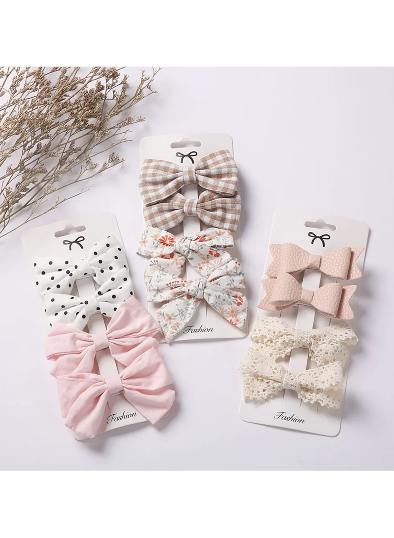 D'Daniela Rana Ribbon Bow Clip Set For Babies and Girls -  White & Baby Pink