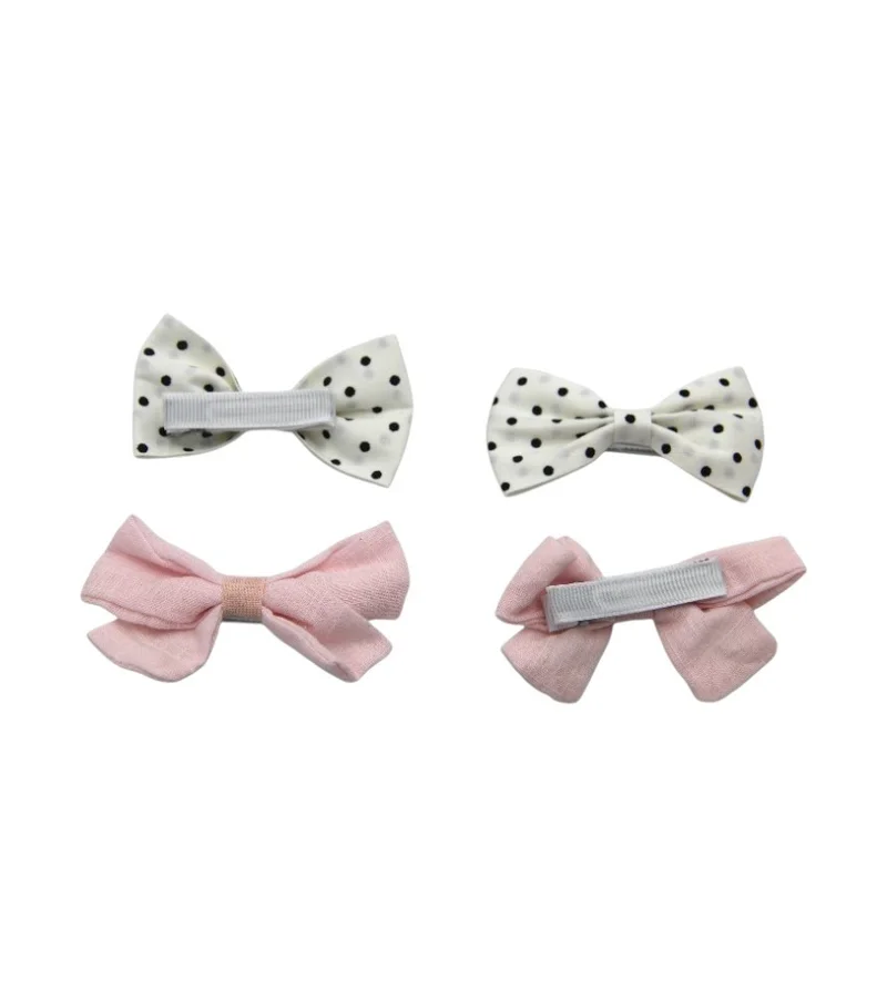 D'Daniela Rana Ribbon Bow Clip Set For Babies and Girls -  White & Baby Pink