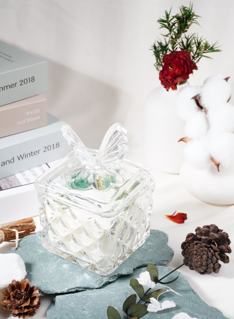 Betaoby Butterfly Decorative Glass Box Soy Wax Aroma Candle with Lid - Floral Scented Gift for Home Decor - Image 3