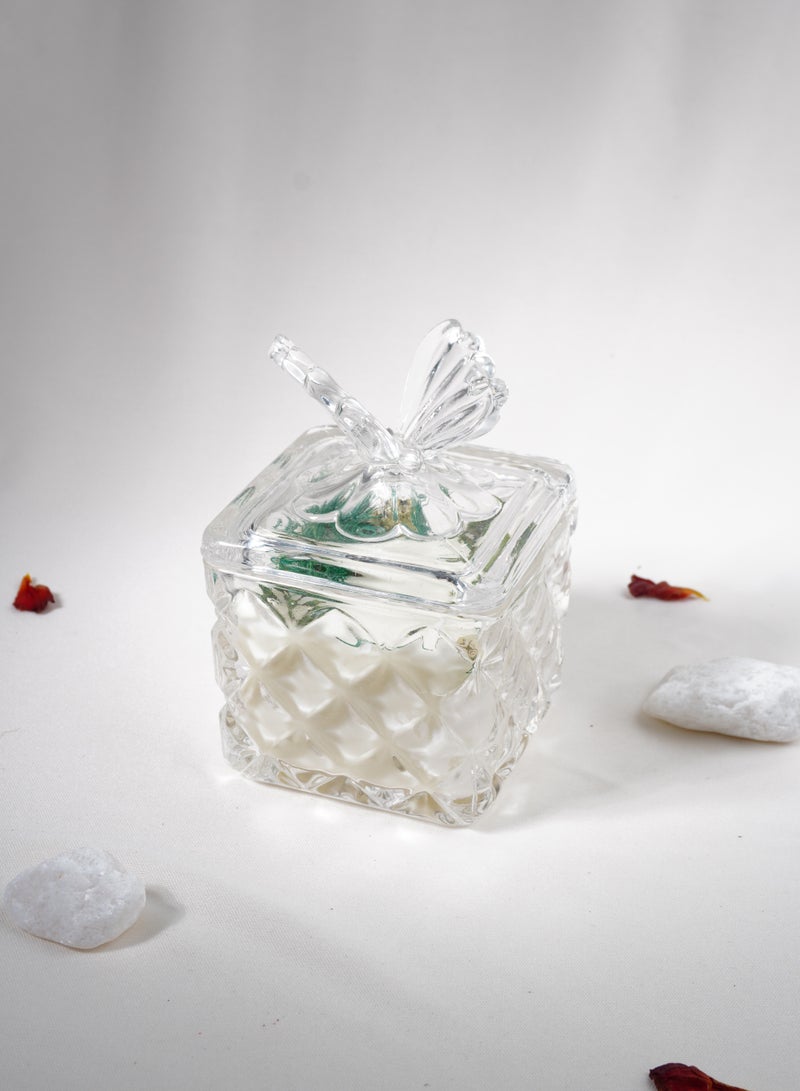 Betaoby Butterfly Decorative Glass Box Soy Wax Aroma Candle with Lid - Floral Scented Gift for Home Decor - Image 4