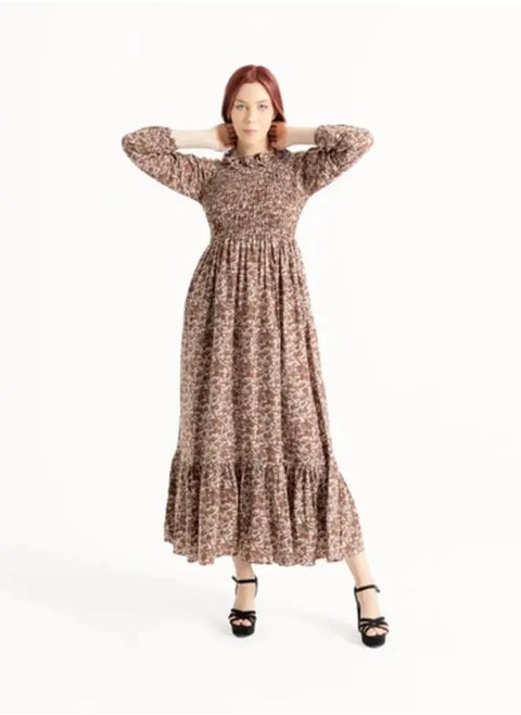 Leopard Print Tiered Frill Maxi