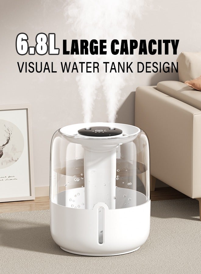 CAYGA 6.8L Double Spray Air Humidifier - Large Capacity Essential Oil Diffuser - Moisturizing Machine - Fragrance Diffuser -Humidity detection - Image 1