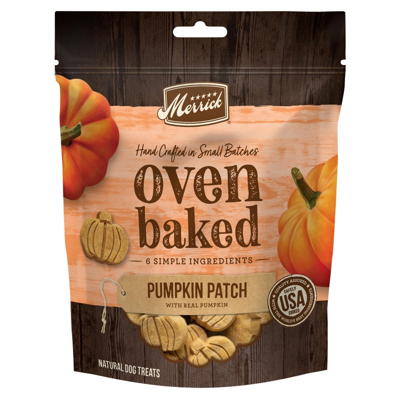 Merrick Oven Baked Dog Treats, Natural and Crunchy Bag of Treats, Pumpkin Patch with Real Pumpkin Snack - 11 oz. Bag - Image 1