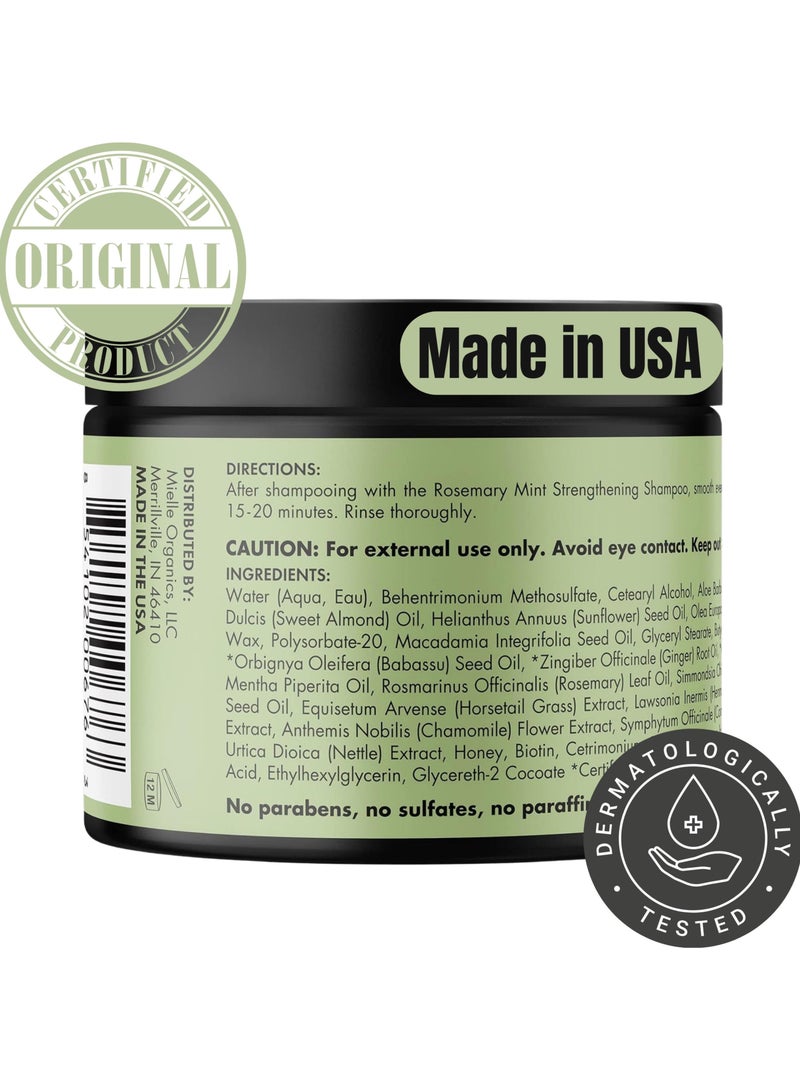 MIELLE Organics Rosemary Mint Strengthening Hair Masque, Essential Oil And Biotin Deep Treatment, Miracle Repair For Dry, Damaged, And Frizzy Hair 12 Oz 340grams - Image 2
